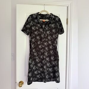 Joe Fresh Monochrome Leaf Pattern Midi Dress